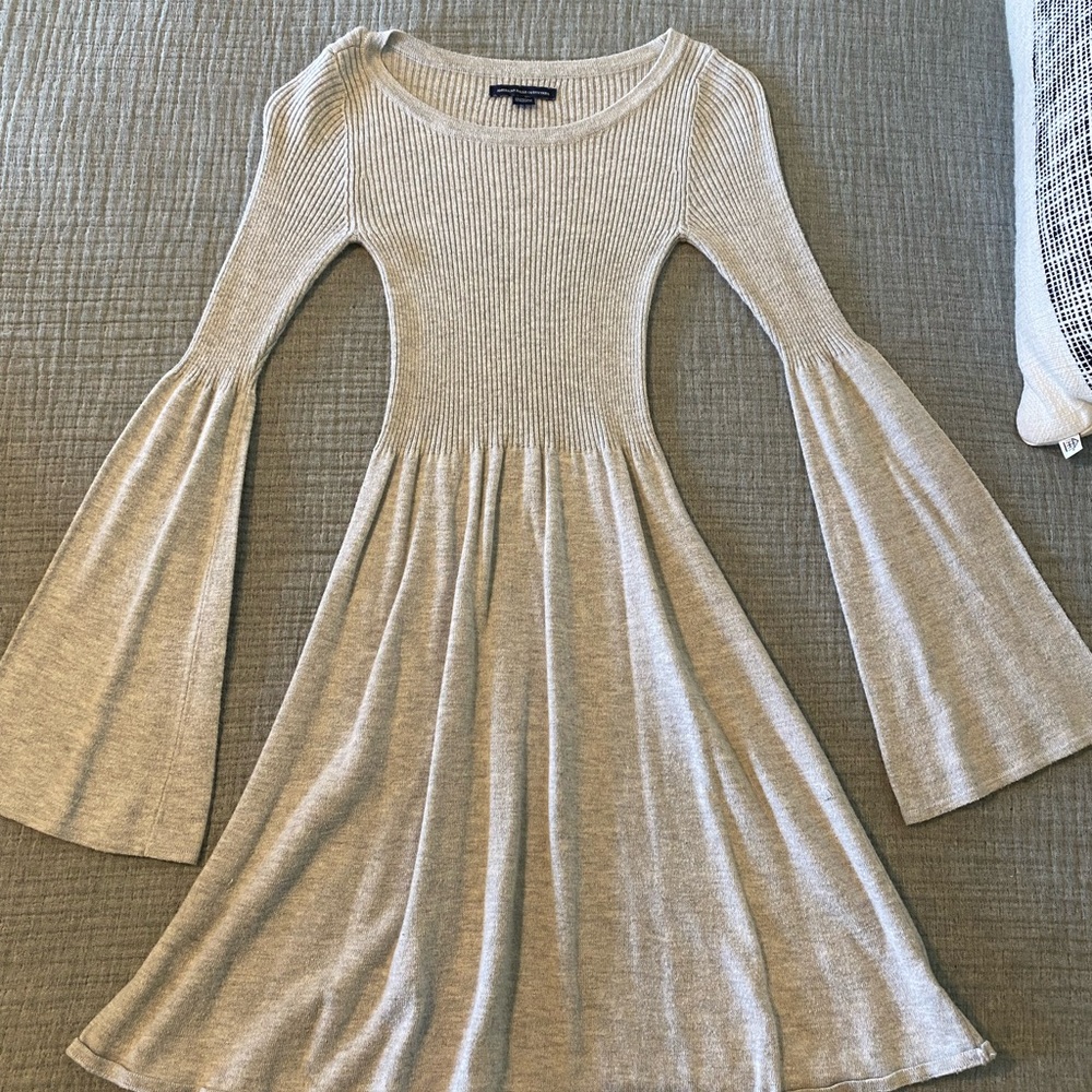 AEO Gray Bell Sleeve Knit Dress
